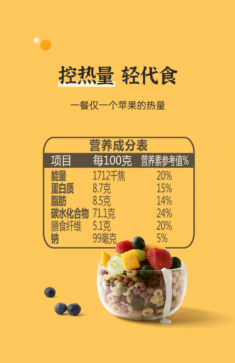 【厦门邮政】劲家庄代餐水果坚果燕麦片400g/袋即食早餐谷物干吃营养冲饮牛奶酸奶搭档