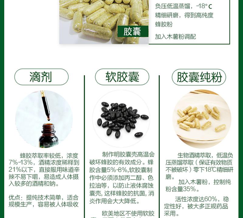 乐勃滋Vitally巴西原装进口35%绿蜂胶胶囊36g免疫力 送360克橙花QQ包