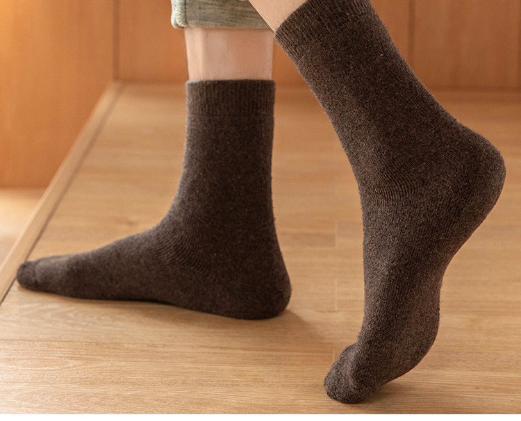 南极人4双装保暖袜子男士秋冬加厚毛圈袜纯色防寒中筒袜 混色 均码LM