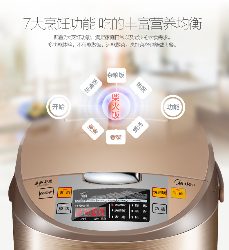 Midea/美的MB-WRS4099A 电饭煲家用礼品 4L 智能多功能迷你电饭锅