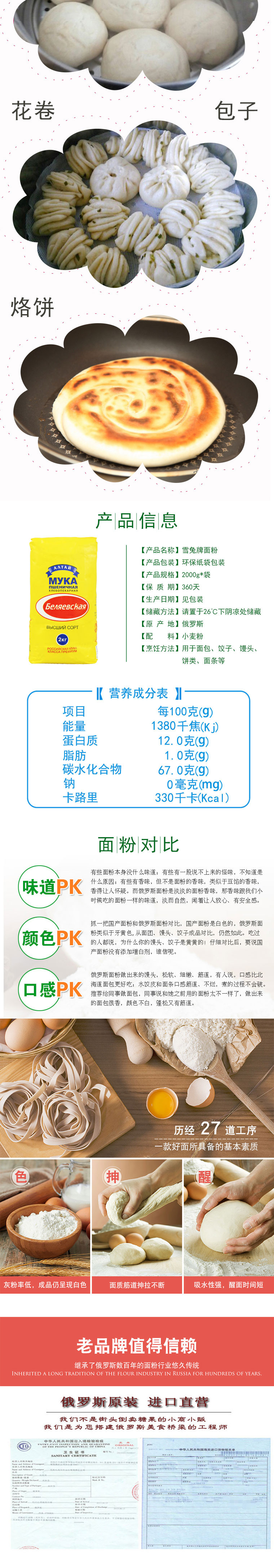 【威海馆】俄罗斯高筋面粉2KG*2袋特级小麦粉【限山东省内包邮】【商会背书 正规进口】