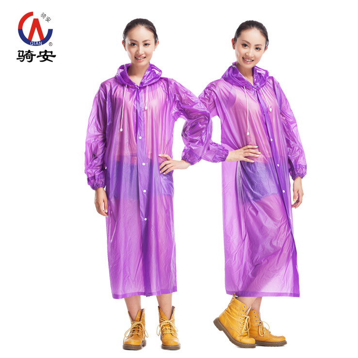 骑安 韩国时尚加厚半透明男女情侣雨衣户外便携成人雨披
