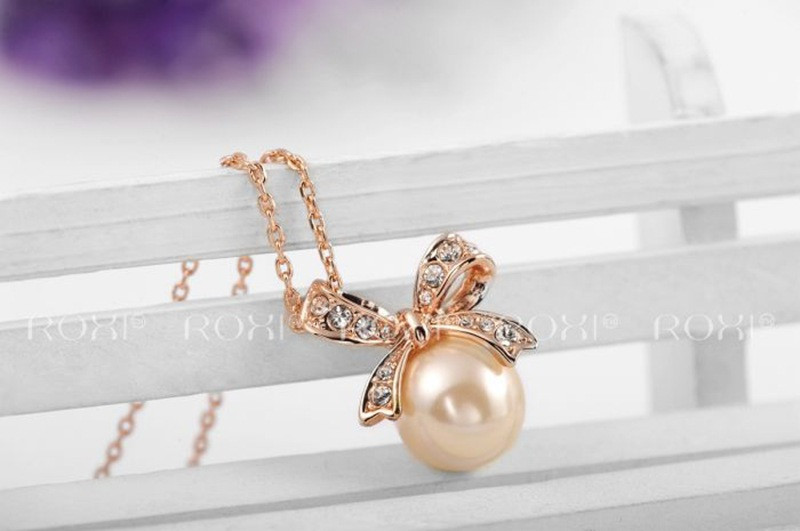 ROMAD ROXI 2030002315 欧美ebay热销款蝴蝶结项链镶锆石珍珠项链