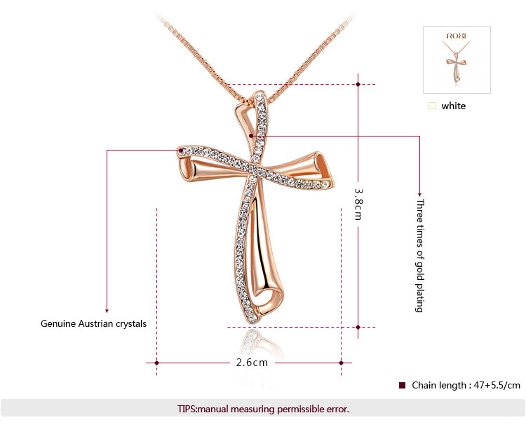 ROMAD ROXI 2030452530b 贸畅销首饰项饰批发玫瑰金斜十字架项链