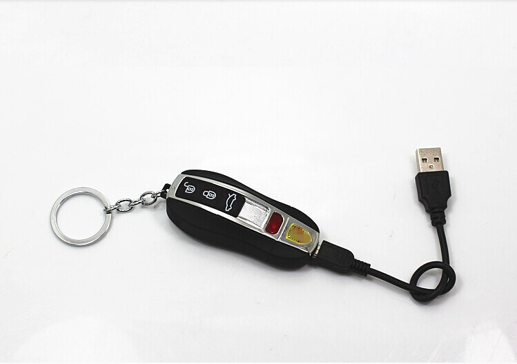 新款环保usb充电打火机奇特点烟器钥匙挂饰式烟具时尚礼品