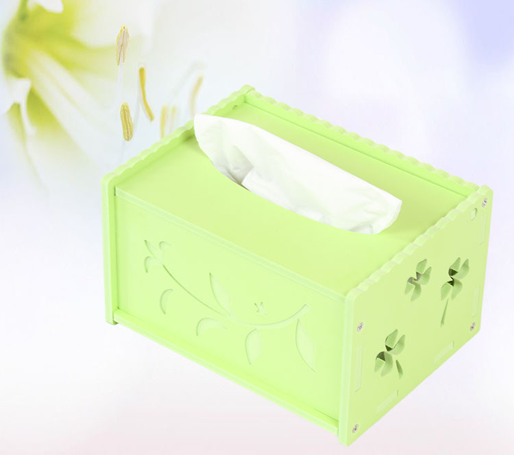 爱简仕 可爱木塑板纸巾盒DIY镂空雕花浮雕纸巾抽桌面收纳整理盒抽纸盒 白色款