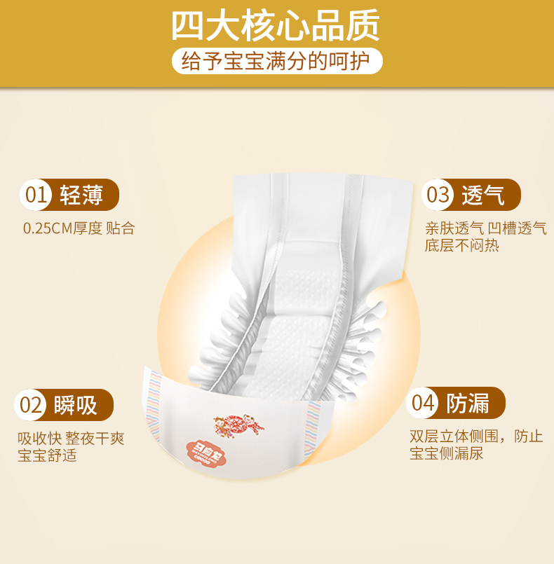 马应龙 珍爱守护超薄干爽纸尿片M70片婴儿尿片新生儿