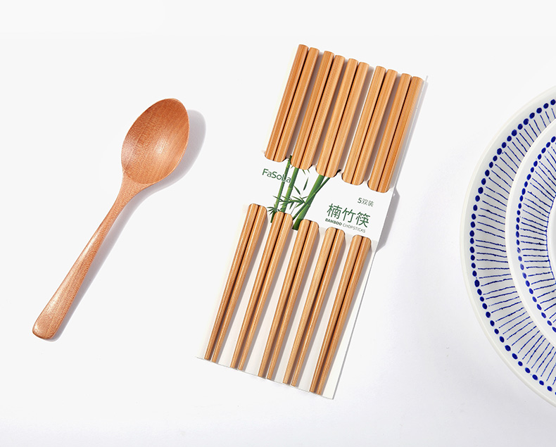 FASOLA 筷子套装家用日式筷子优质楠竹筷子5双装/2袋
