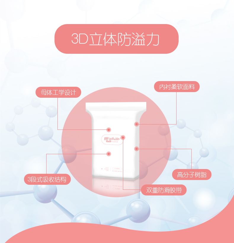 白又白 产后哺乳期防溢乳垫一次性不可洗防漏奶贴奶垫薄６片便携装*5袋 共30片