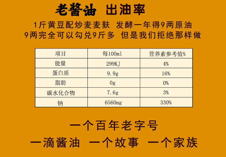 朱家老酱油450ML原油无添加手工酿 赠品3选1