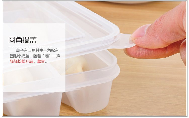 单层21格速冻饺子馄饨盒 厨房冰箱食物分格保鲜盒带盖饺子盒