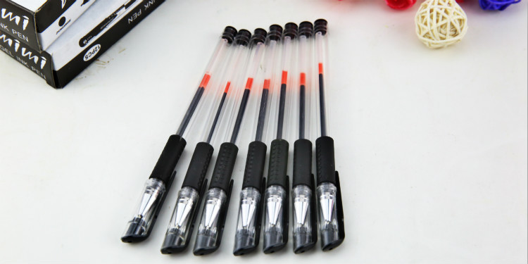 聚尚欧洲标准黑色中性笔办公用品学生文具签字笔子弹头水性笔0.5mm