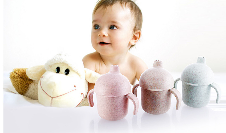 创意小麦秸秆餐具随手杯婴幼儿奶粉水瓶子男女小童水杯迷你带盖