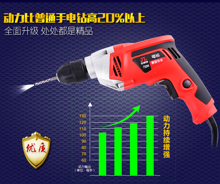 10MM铝体电钻 大功率电钻 家用电钻正反转调速工业级电钻