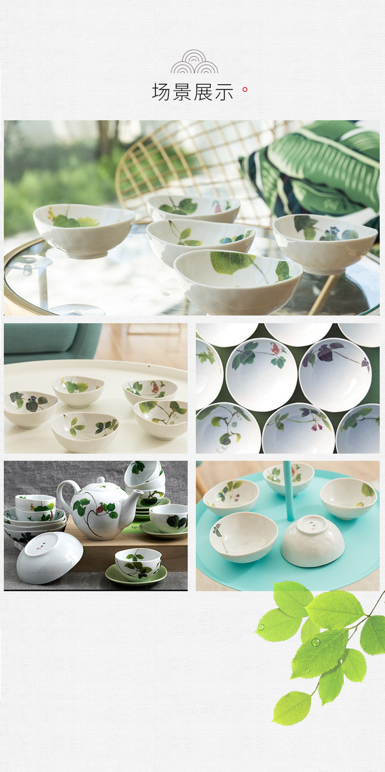 日本原产AITO林静一春花系列美浓烧陶瓷饭碗汤面碗5件套