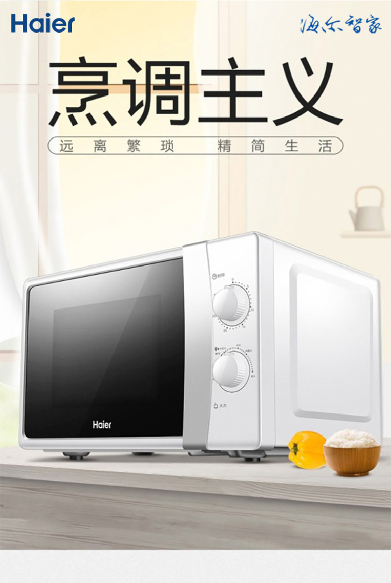 海尔/Haier 20升微波炉家用多功能小型均匀速热平板微锅炉智能微波炉化冻简单操控MZ-2017W