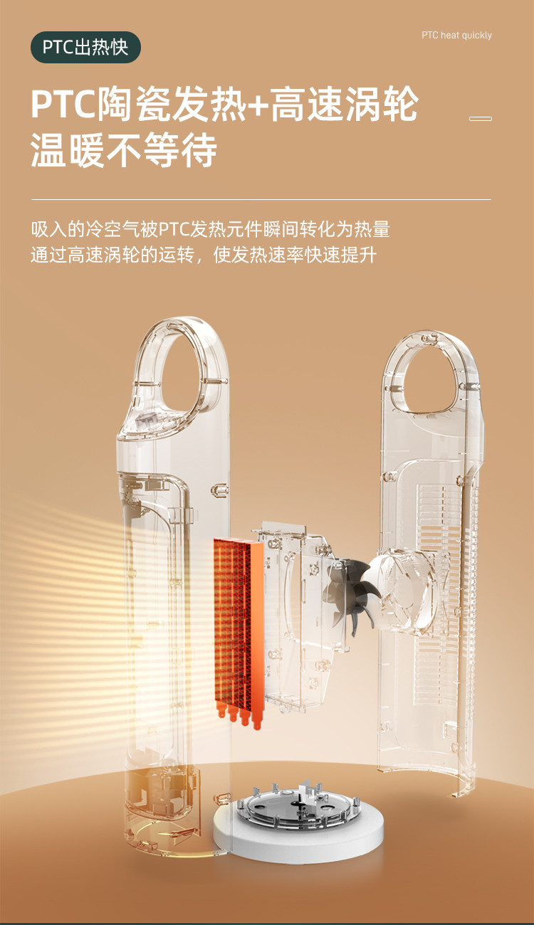 海尔/Haier 取暖器  家用暖风机立式电暖风浴室电暖器节能省电速热电暖气小型烤火炉HN2012