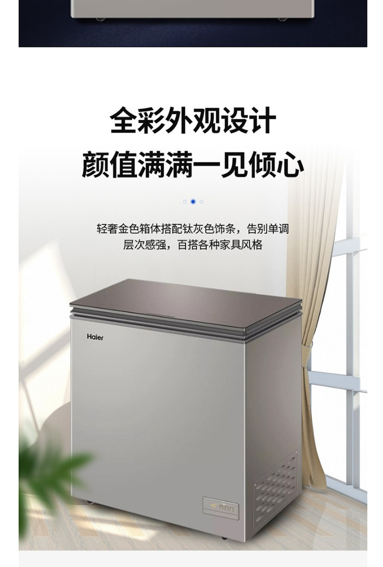 海尔/Haier 冰柜家用小型冷藏冷冻保鲜柜超低温小冰柜卧式商用冷柜 BC/BD-200HER