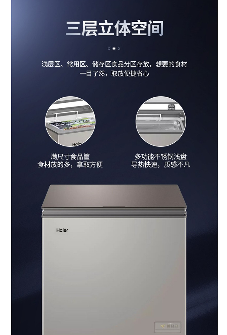 海尔/Haier 冰柜家用小型冷藏冷冻保鲜柜超低温小冰柜卧式商用冷柜 BC/BD-200HER