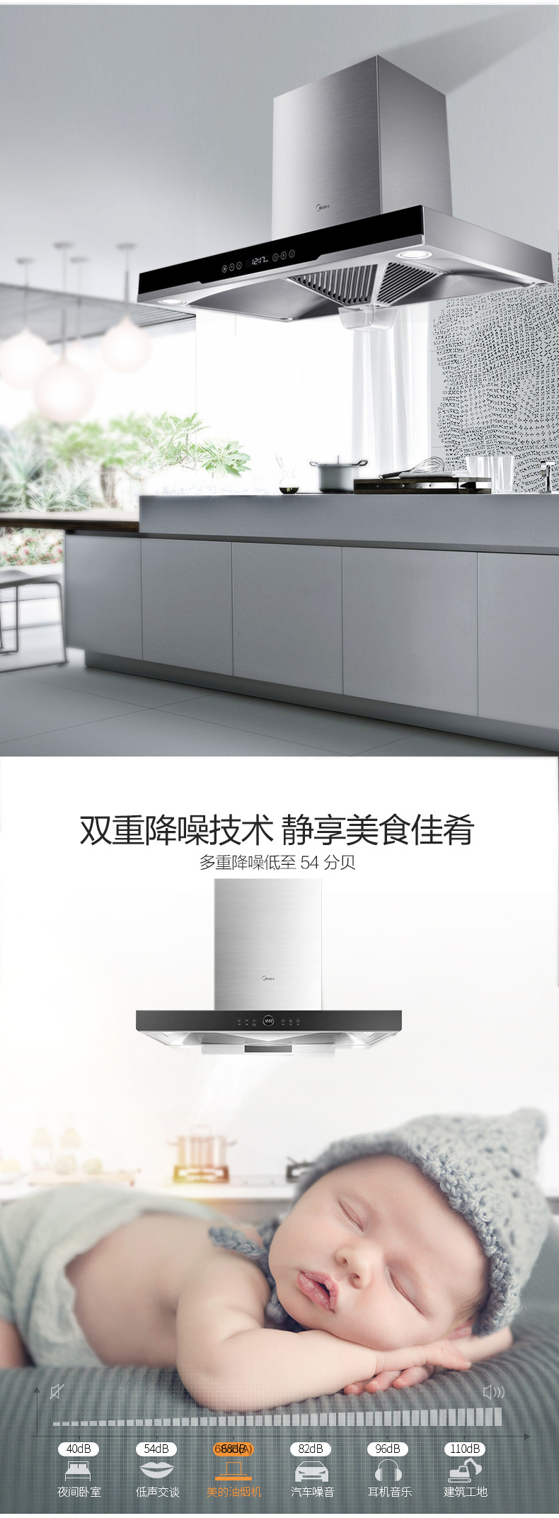 美的（Midea）欧式抽油烟机 CXW-230-TT9056-GR 银色