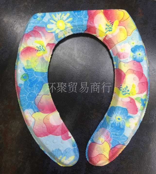 【威海馆】韩国进口正品蓝紫花色马桶垫PE防水材质轻便不易变形