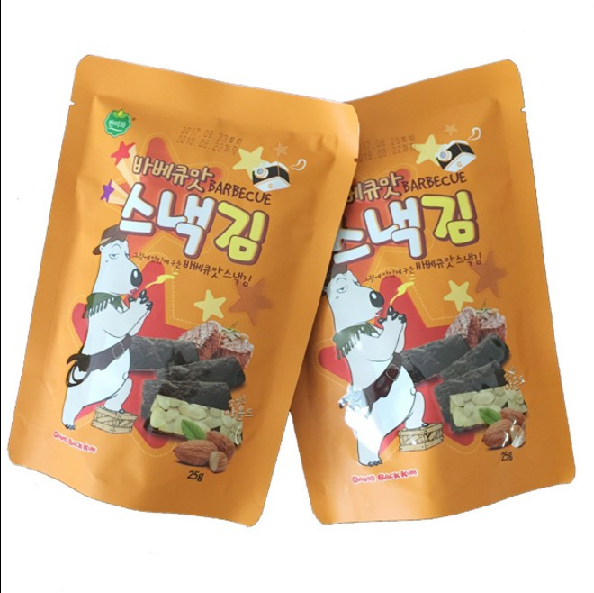 【威海馆】韩国进口韩美禾海苔脆片扁桃仁夹心海苔儿童零食25g*2包 包邮