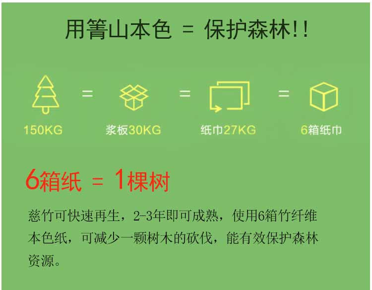 龙氏箐山 竹纤维本色纸巾4层900克x4提整箱不漂白婴儿卫生纸包邮TM019