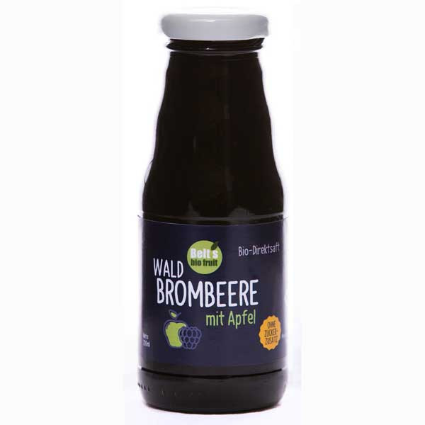 德国原瓶进口欧盟认证有机冷榨nfc果汁非浓缩汁100%纯野生黑莓苹果原汁200ml 食安帮