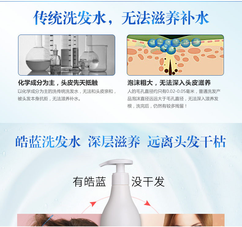 皓蓝 西班牙进口洗护滋养修复洗发露洗发水/护发素500ML