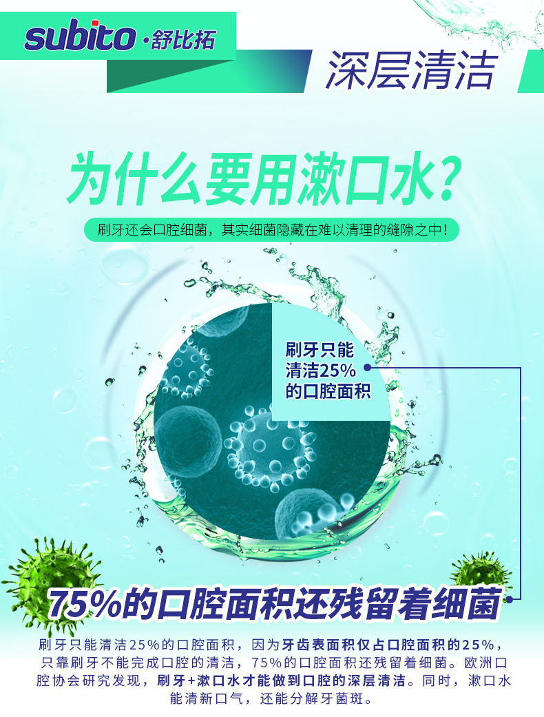 乐益齿 意大利进口健齿呵护型/清爽薄荷漱口水500ML