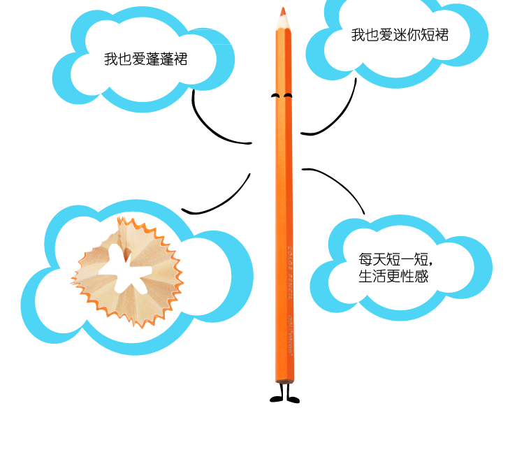 得力7014彩色卡通铅笔蜡笔 时尚小清新风格 24色 筒装