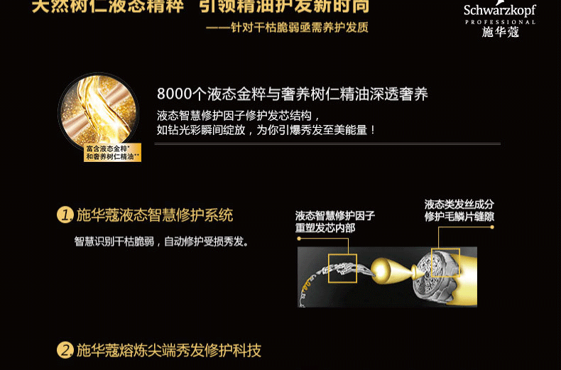 包邮施华蔻金致润养精油洗发水 烫染受损干枯脆弱发适用200ml