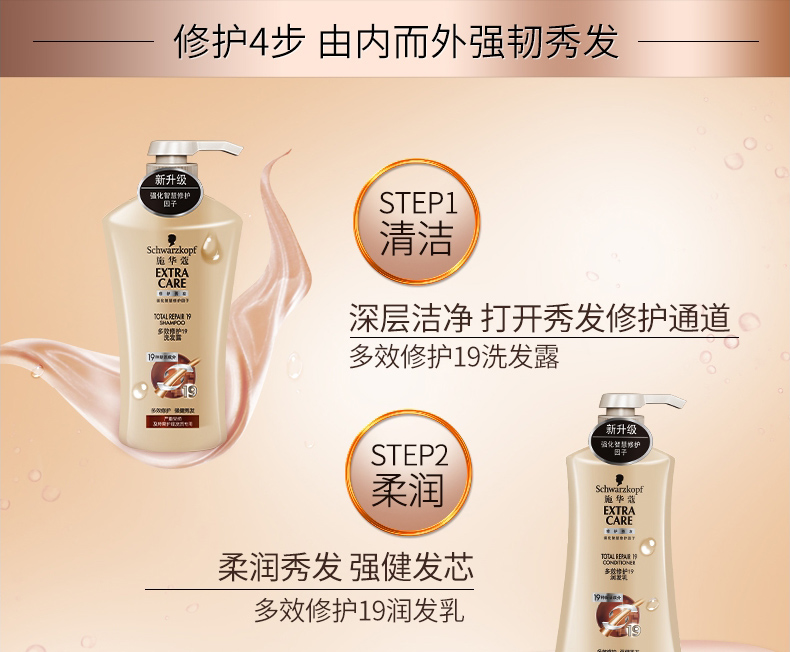 包邮施华蔻多效修护19尊享套装(洗发露200ml+润发乳200ml+膜50ml)