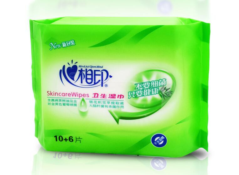 XCA010心相印卫生系列10+6片装方形洁肤通用湿巾3446全家儿童可用