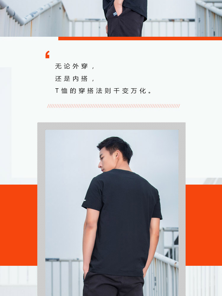 包邮 李宁LINING男子短袖T恤透气休闲运动服AHSN591