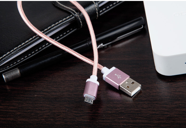 安卓数据线尼龙合金加长 高速充电器线充电宝手机通用USB电源线