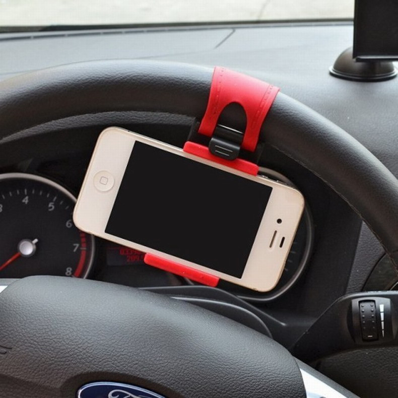 Racing T方向盘手机支架车用手机架车载托架iPhone6S Plus苹果5S小米三星