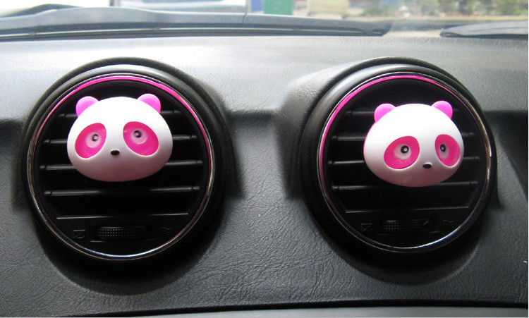 欧班尼 熊猫汽车摆件车用香薰香膏创意卡通车内摆件小玩偶座式车载香水座