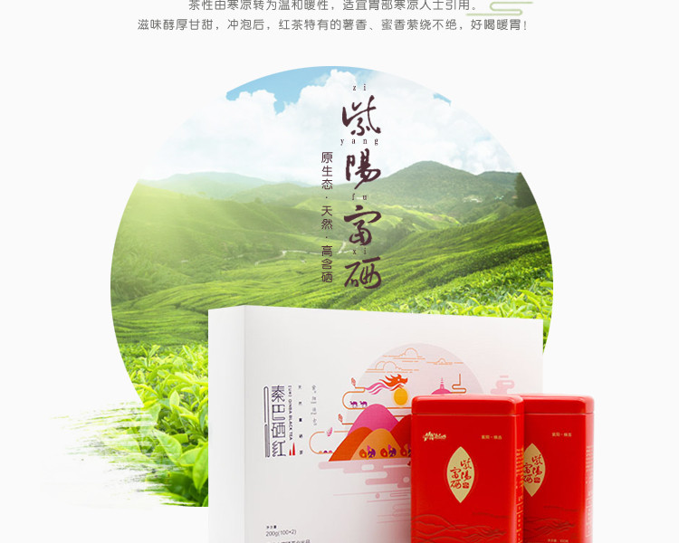   富硒红茶礼盒 100g×2罐 礼盒装 秦巴山的天然富硒茶