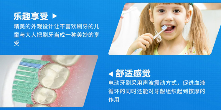 seago赛嘉 声波电动牙刷SG-906/3刷头 儿童成人自动震动牙刷软毛 配3刷头 性价比