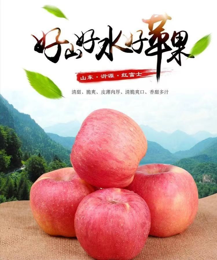 农家自产  山东沂源红红富士苹果75#-80#脆甜多汁带箱5斤