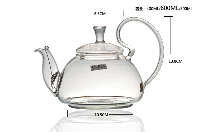 奇高（Chikao glass）600ML奇高玻璃茶壶风采逸仙壶花茶壶电陶炉大容量泡茶水壶