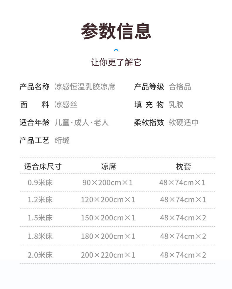 雅乐巢/乳胶席1.5米1.8床可水洗机洗天丝三件套夏季儿童成年人空调凉席宿舍单人0.9米双人席子【复制】