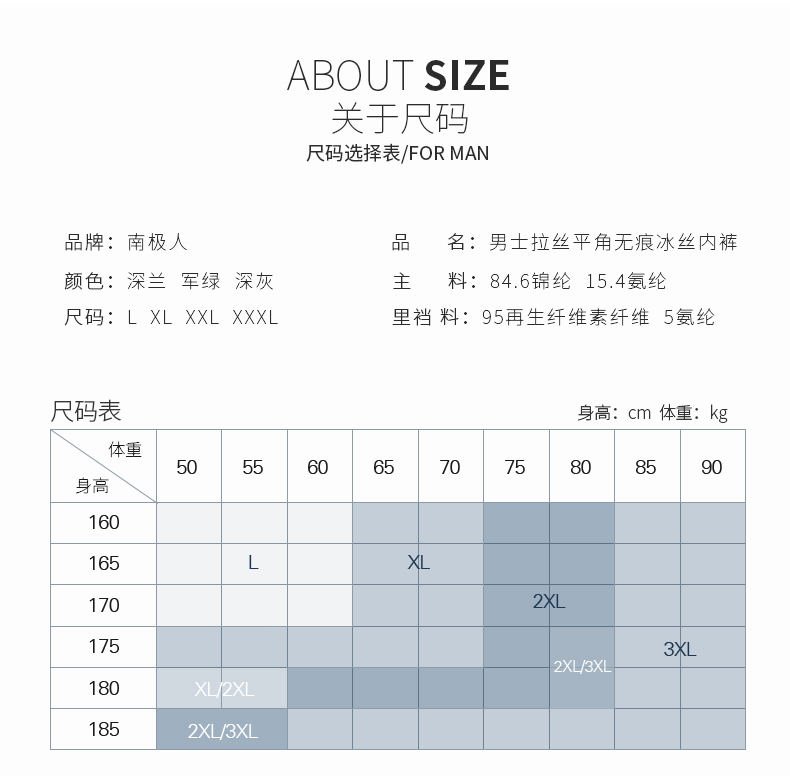 南极人男士内裤夏季冰丝无痕一片式轻薄性感青年透气运动平角裤头