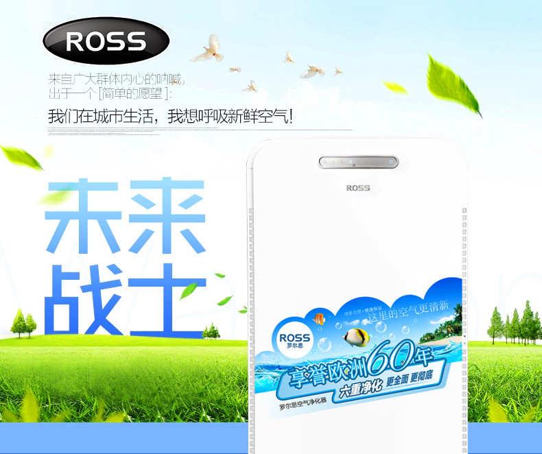 罗尔思ROSS  空气净化器 家用除甲醛 除烟尘雾霾 中型 ASC011H