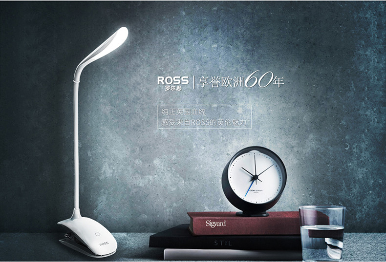 罗尔思ROSS 个性LED卧室学生学习书桌USB充电夹子护眼灯小台灯 LAPH5