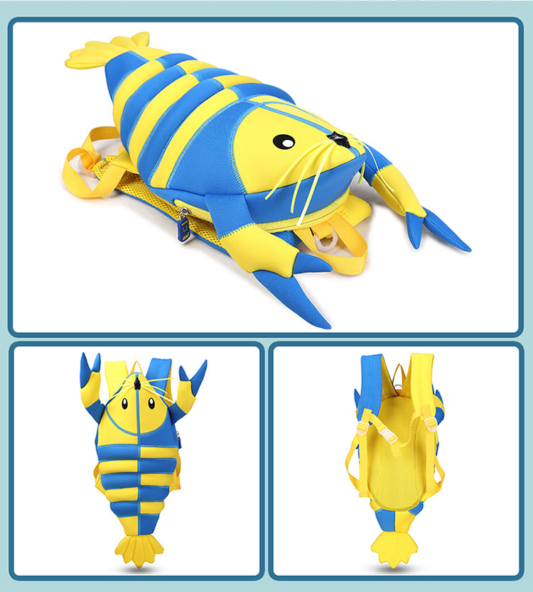 3D小龙虾超轻幼儿园书包 儿童潜水料防走失卡通背包98865