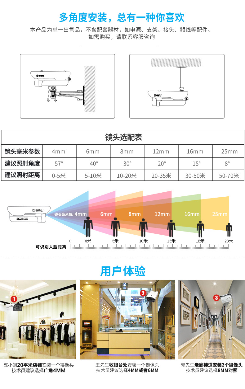 睿威仕   监控摄像头 高清 监控器 红外夜视摄像头RW-7804IR-DI