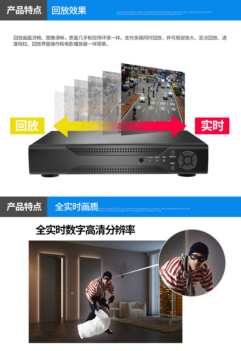 睿威仕 AHD高清4路1080P同轴硬盘录像机 手机网络监控主机 HDMI