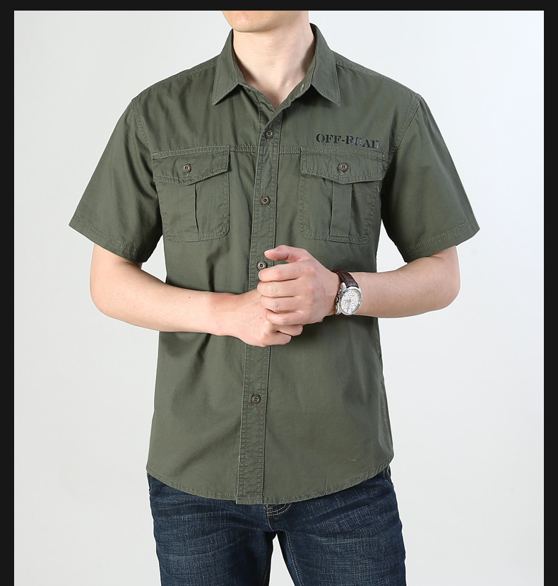 吉普盾     新品男士商务休闲纯棉修身大码青年衬衣短袖衬衫7111